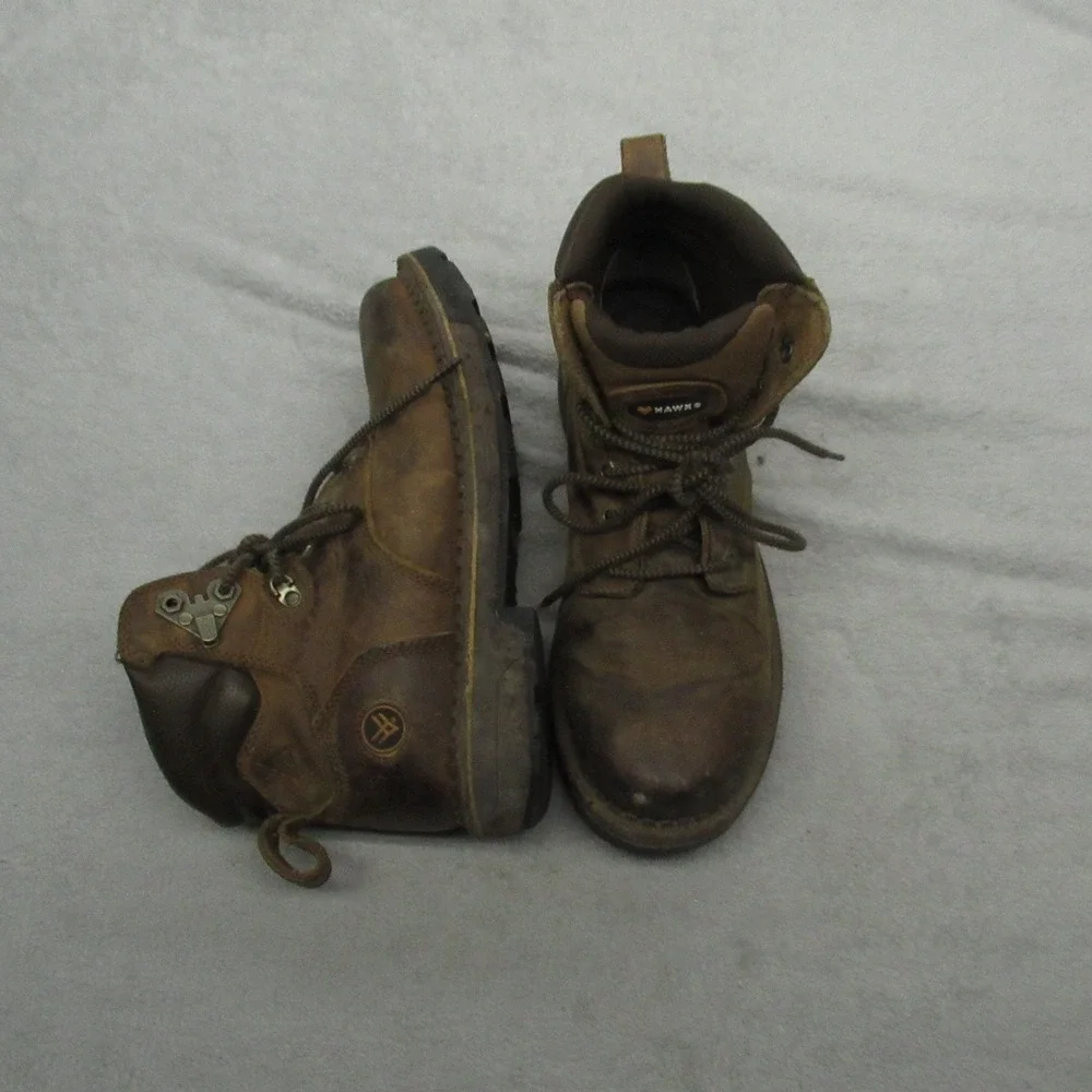 Hawx Mens 10D Work Boots Brown Crew Chief Leather Lace Up Rugged Sturdy Soft Toe